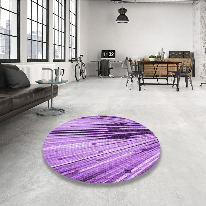 Round Patterned Violet Purple Rug in a Office, pat1814pur