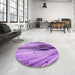 Round Patterned Violet Purple Rug in a Office, pat1814pur