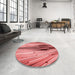 Round Patterned Red Rug in a Office, pat1814rd