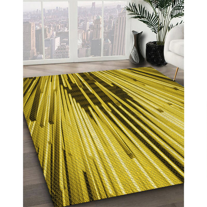 Machine Washable Transitional Bright Gold Yellow Rug in a Family Room, wshpat1814yw