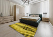 Patterned Bright Gold Yellow Rug in a Bedroom, pat1814yw