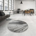 Round Patterned Gray Novelty Rug in a Office, pat1814