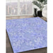 Machine Washable Transitional Sky Blue Rug in a Family Room, wshpat1815blu