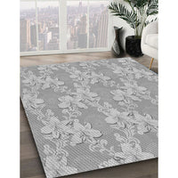 Patterned Platinum Silver Gray Rug, pat1815gry