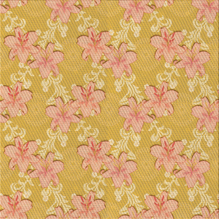 Round Patterned Orange Rug, pat1815org