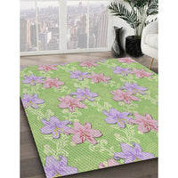 Patterned Tea Green Novelty Rug, pat1815