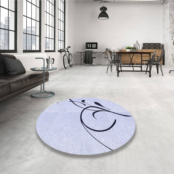 Round Patterned Lavender Blue Rug in a Office, pat1816blu