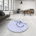 Round Patterned Lavender Blue Rug in a Office, pat1816blu