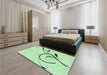 Patterned Mint Green Rug in a Bedroom, pat1816grn