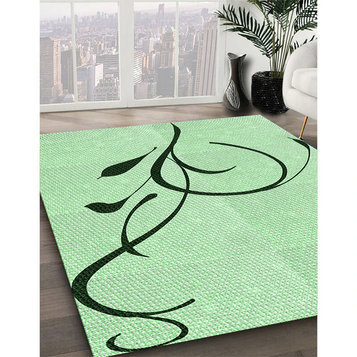 Patterned Mint Green Rug in Family Room, pat1816grn