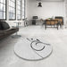 Round Patterned Platinum Gray Rug in a Office, pat1816gry