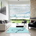 Machine Washable Transitional Electric Blue Rug in a Kitchen, wshpat1816lblu