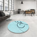 Round Patterned Electric Blue Rug in a Office, pat1816lblu