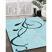 Patterned Electric Blue Rug in Family Room, pat1816lblu