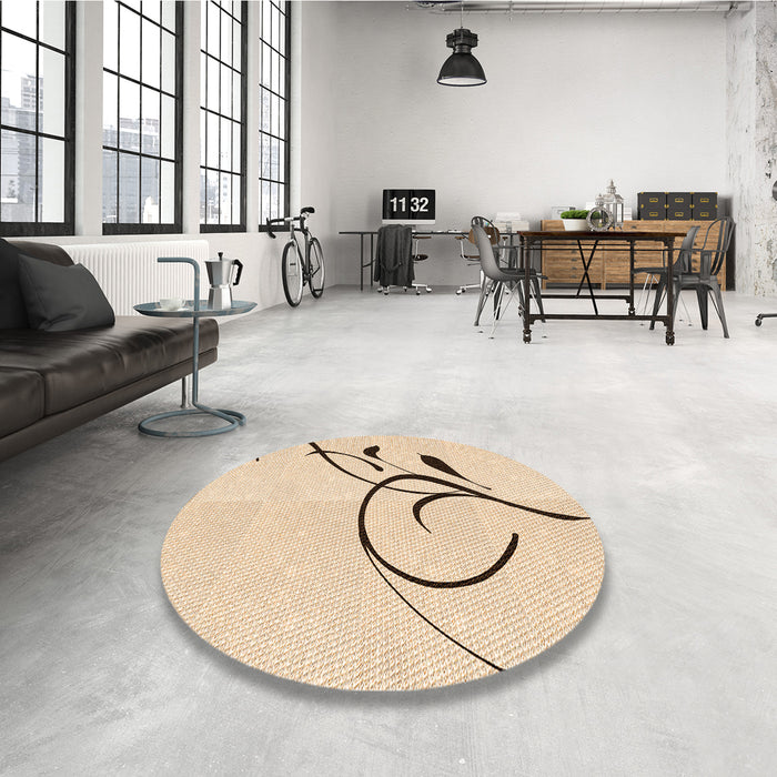 Round Patterned Peru Brown Rug in a Office, pat1816org