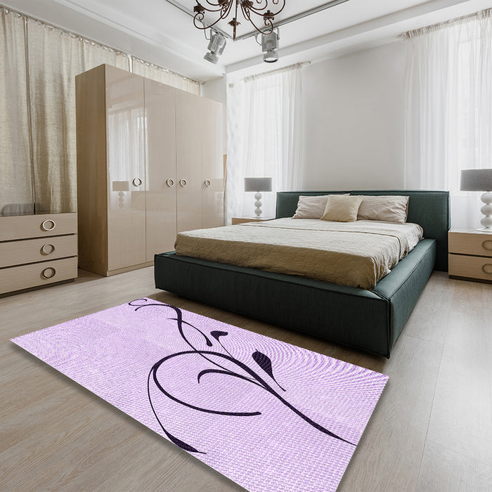 Patterned Orchid Purple Rug in a Bedroom, pat1816pur