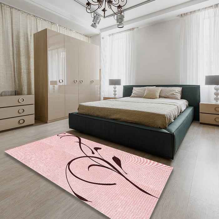 Patterned Pink Rug in a Bedroom, pat1816rd