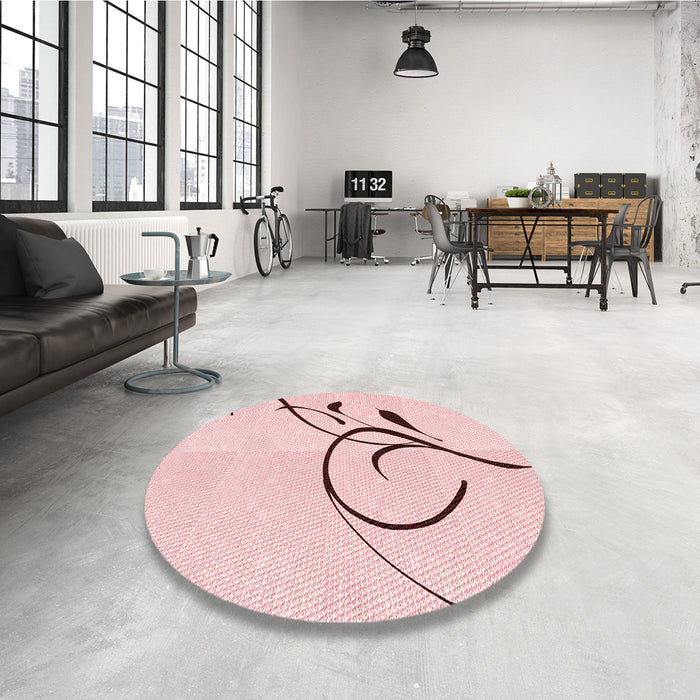 Round Patterned Pink Rug in a Office, pat1816rd