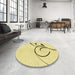 Round Patterned Yellow Rug in a Office, pat1816yw