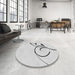 Round Machine Washable Transitional White Smoke Rug in a Office, wshpat1816