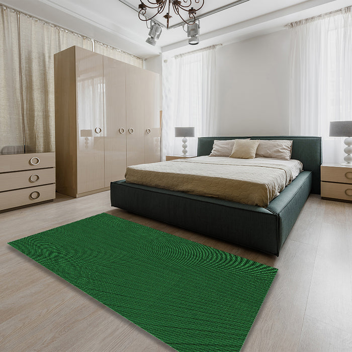 Patterned Green Rug in a Bedroom, pat1817grn
