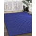 Patterned Cobalt Blue Rug in Family Room, pat1818blu