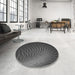 Round Patterned Charcoal Black Rug in a Office, pat1818gry