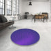 Round Patterned Amethyst Purple Rug in a Office, pat1818pur