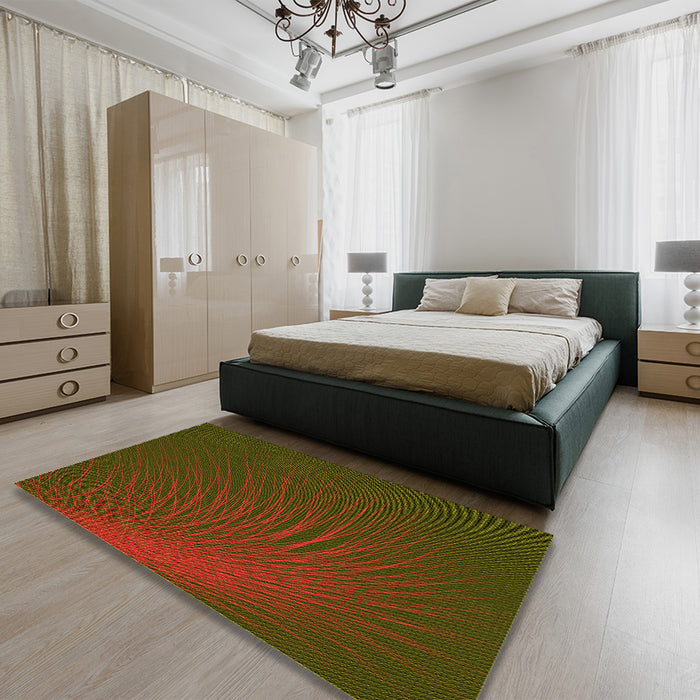 Patterned Oak Brown Rug in a Bedroom, pat1818yw