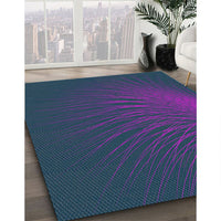 Patterned Azure Blue Novelty Rug, pat1818