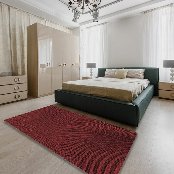 Patterned Red Rug in a Bedroom, pat1819rd