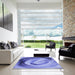 Square Patterned Denim Blue Rug in a Living Room, pat182blu