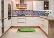 Patterned Green Rug in a Kitchen, pat182grn