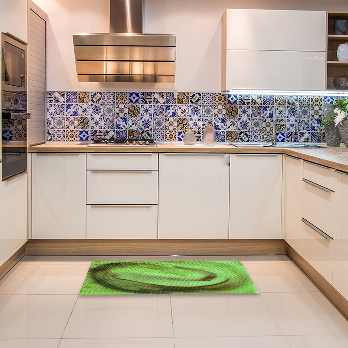 Patterned Green Rug in a Kitchen, pat182grn