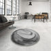 Round Patterned Smokey Gray Rug in a Office, pat182gry