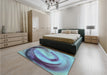 Patterned Azure Blue Rug in a Bedroom, pat182lblu