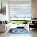 Machine Washable Transitional Azure Blue Rug in a Kitchen, wshpat182lblu