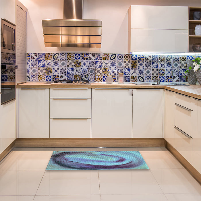 Patterned Azure Blue Rug in a Kitchen, pat182lblu