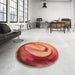 Round Patterned Orange Rug in a Office, pat182org