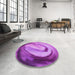 Round Patterned Violet Purple Rug in a Office, pat182pur