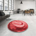 Round Patterned Red Rug in a Office, pat182rd