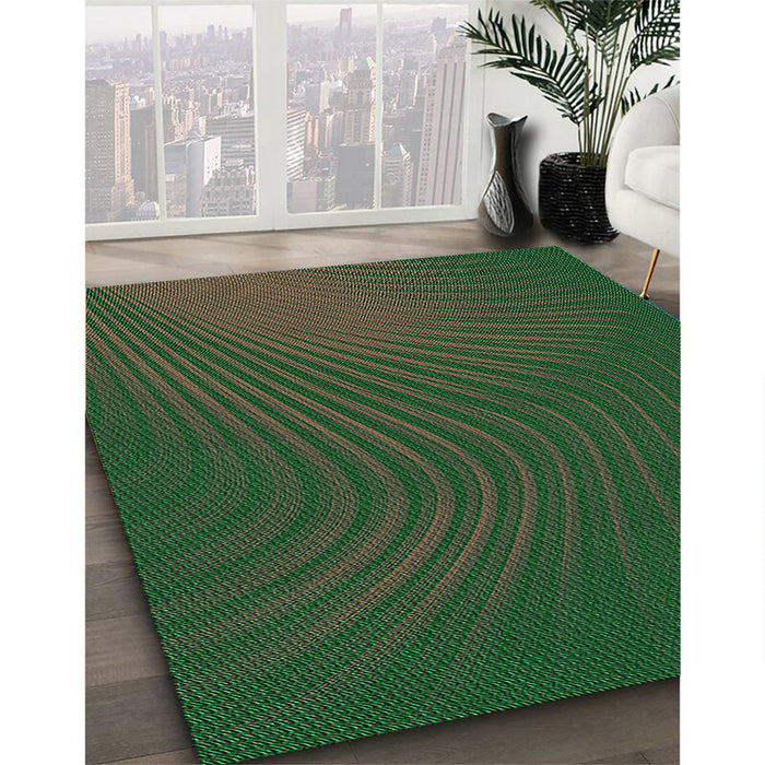 Patterned Dark Forest Green Rug in Family Room, pat1820grn