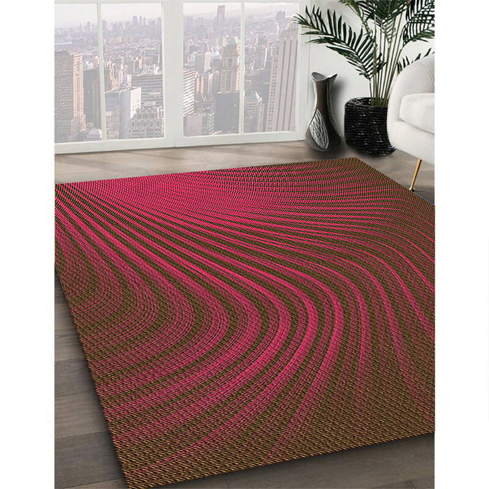 Patterned Saddle Brown Rug in Family Room, pat1820org