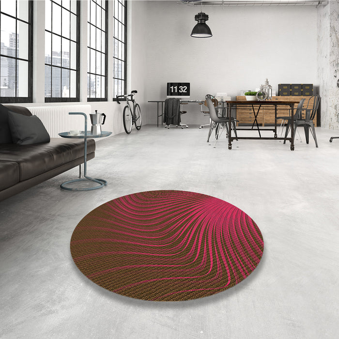 Round Patterned Saddle Brown Rug in a Office, pat1820org