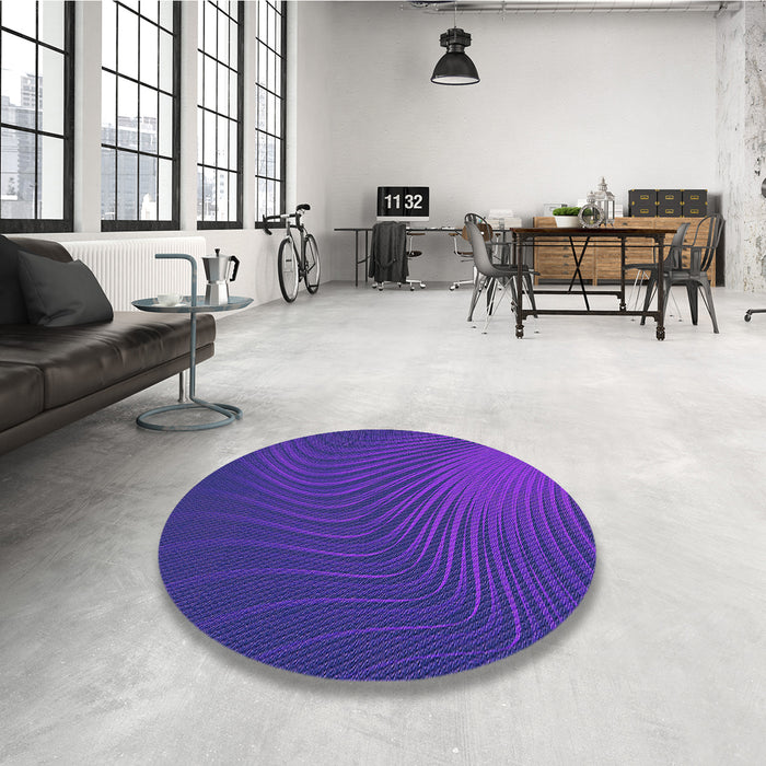 Round Patterned Purple Plum Purple Rug in a Office, pat1820pur