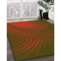 Patterned Dark Bronze Brown Rug, pat1820yw