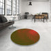 Round Patterned Dark Bronze Brown Rug in a Office, pat1820yw