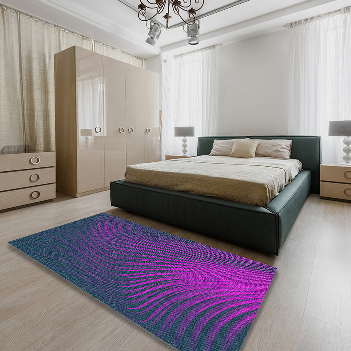 Machine Washable Transitional Bright Purple Rug in a Bedroom, wshpat1820