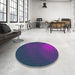 Round Machine Washable Transitional Bright Purple Rug in a Office, wshpat1820