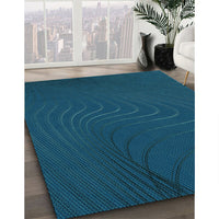 Patterned Bright Navy Blue Rug, pat1821lblu